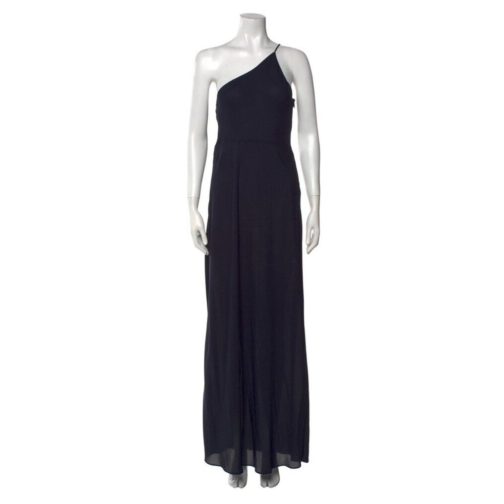 A.L.C. Black Silk One Shoulder Maxi Dress Asymmetric Evening Gown Size 2